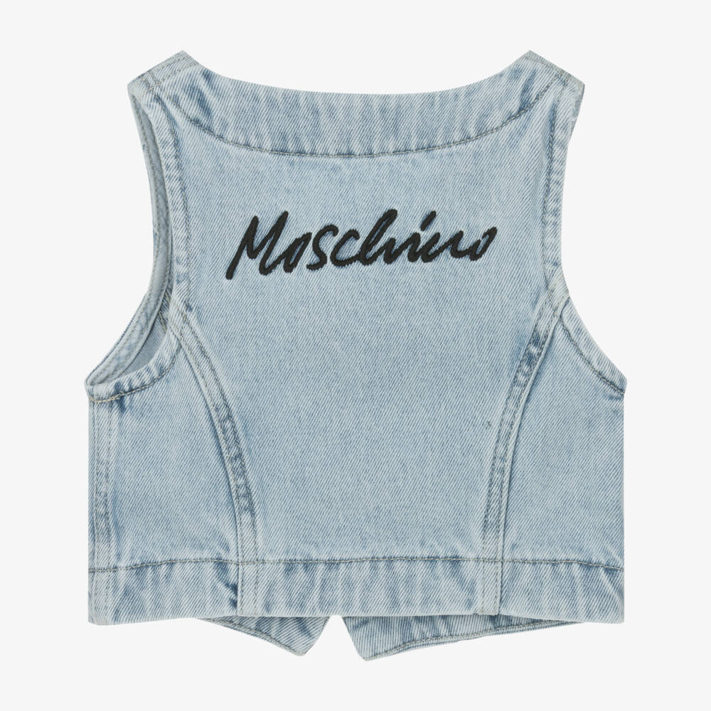 Moschino-Жилет из синего денима с украшениями для девочек | Childrensalon Outlet