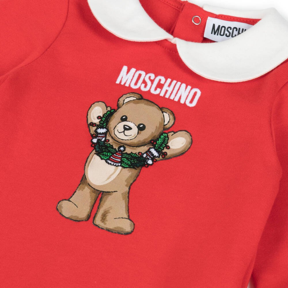 Moschino-Girls Festive Babygrow with Collar | Childrensalon Outlet