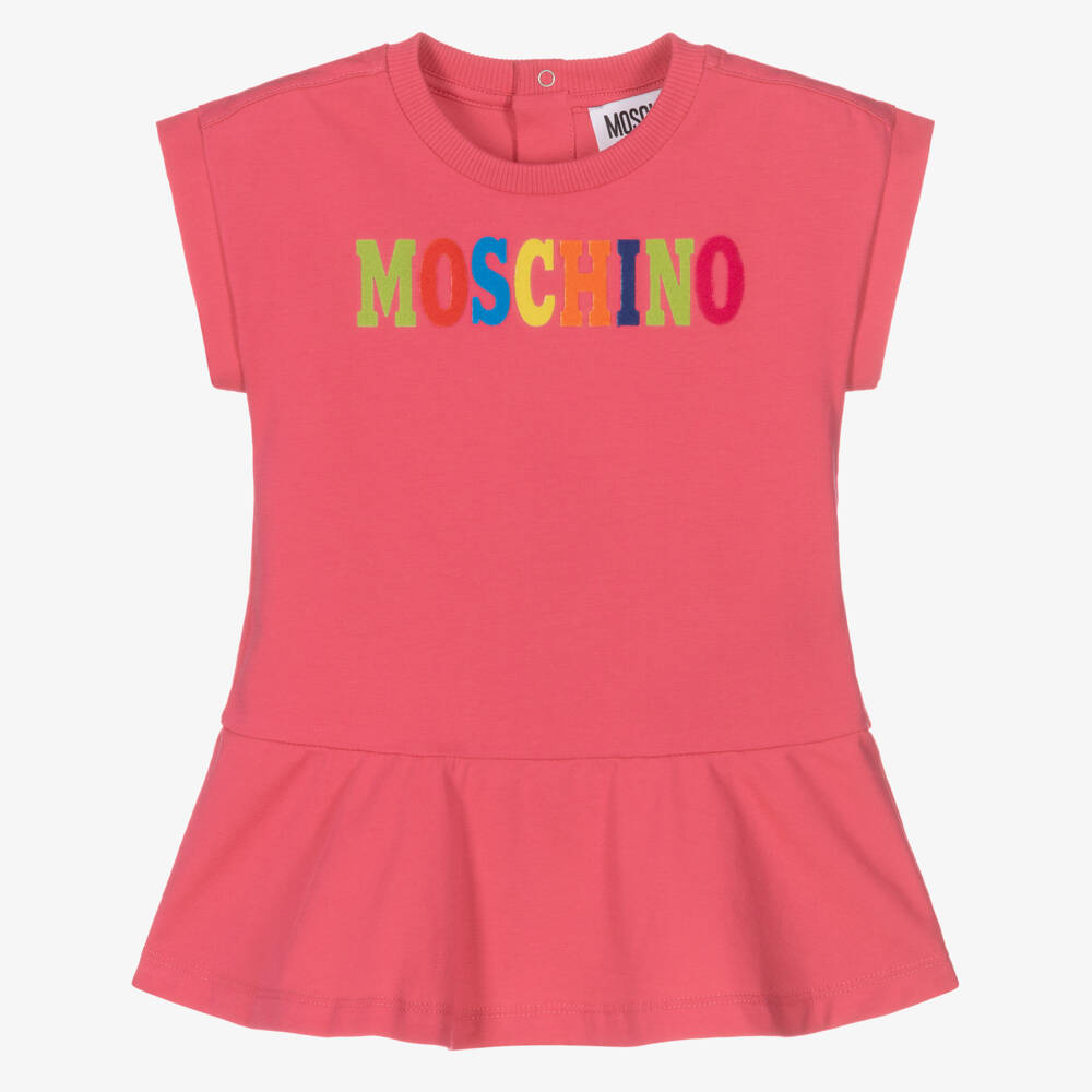 Moschino Baby-فستان جيرسي بشعار للفتيات بلون الفوشيا | Childrensalon Outlet
