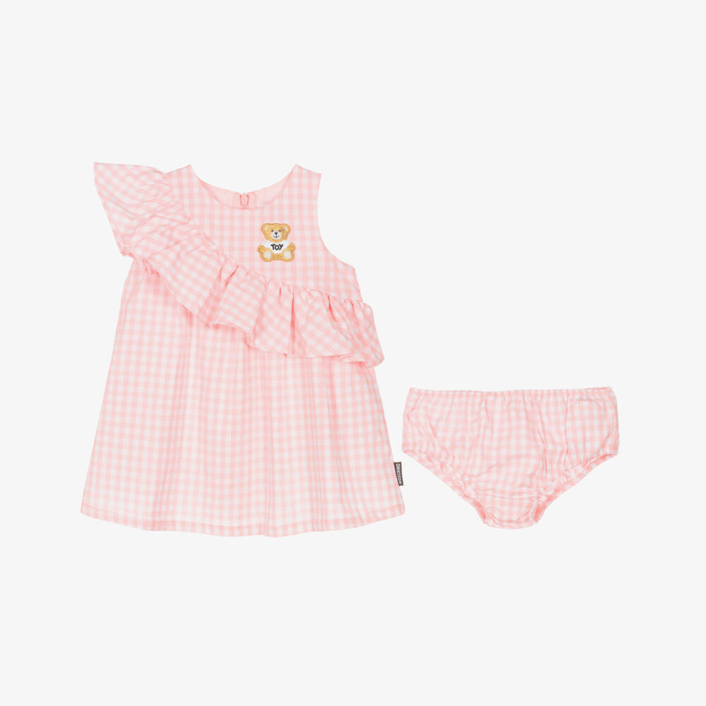 Moschino-Girls Gingham Frill Dress & Bloomers | Childrensalon Outlet