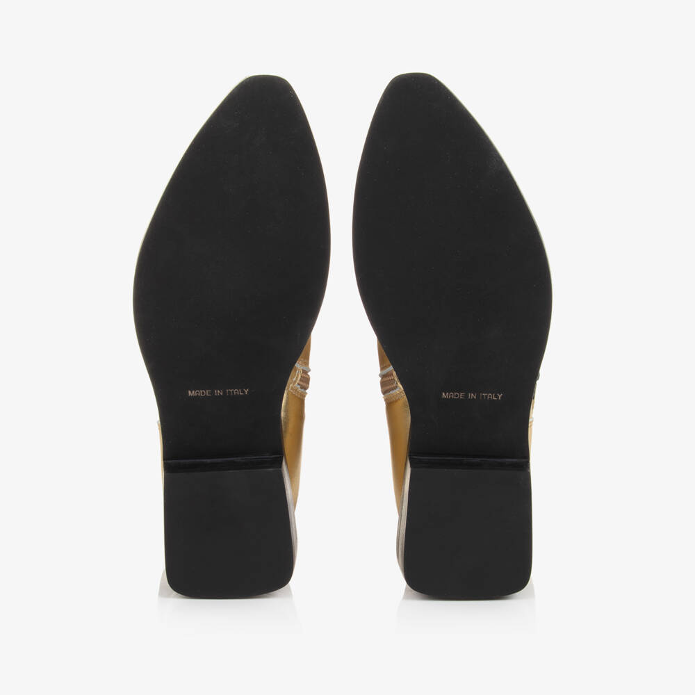 موسكينو-بوت كاوبوي جلد لون ذهبي براق للبنات | Childrensalon Outlet