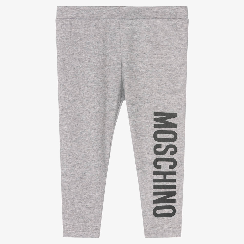 Moschino Baby - Girls Grey Logo Leggings | Childrensalon