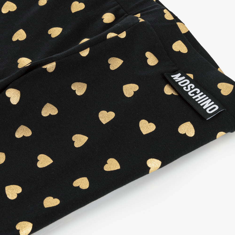 Moschino Kid-Teen-Girls Heart Print Cotton Leggings | Childrensalon Outlet