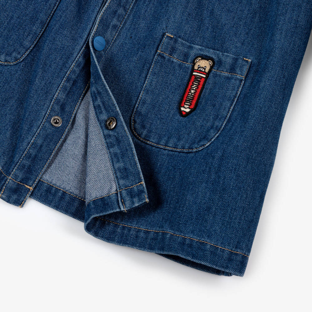 Moschino-Girls Indigo Denim Popper Dress | Childrensalon Outlet