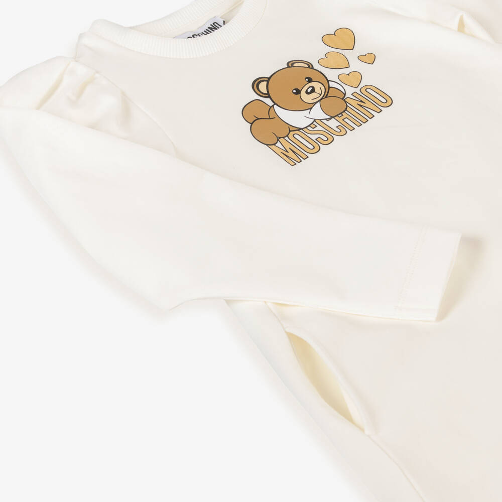 Moschino Kid-Teen-Girls Ivory Bear Heart Dress | Childrensalon Outlet