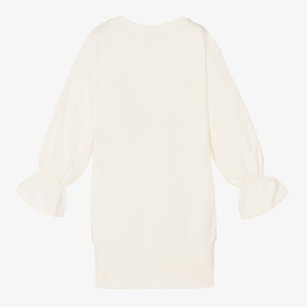 Moschino Kid-Teen-Girls Ivory Bear Logo Dress | Childrensalon Outlet