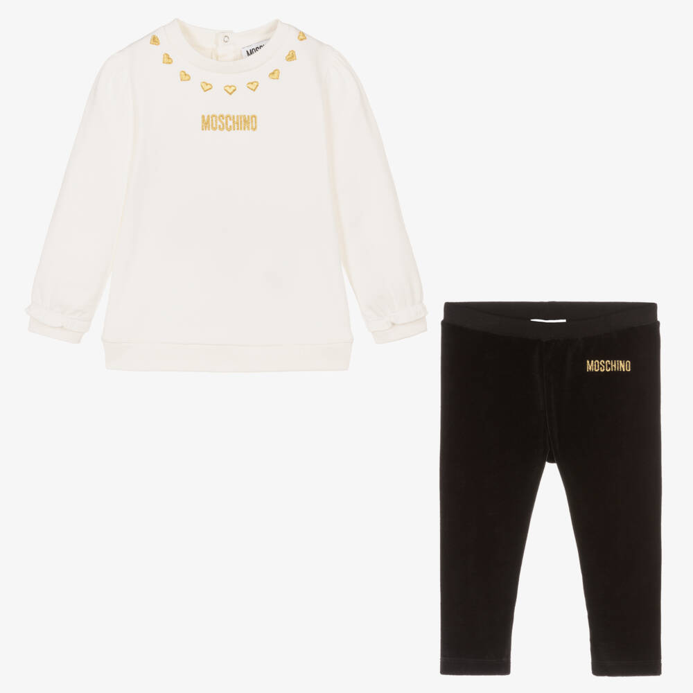 Moschino Baby-Girls Ivory & Black Jersey Set | Childrensalon Outlet