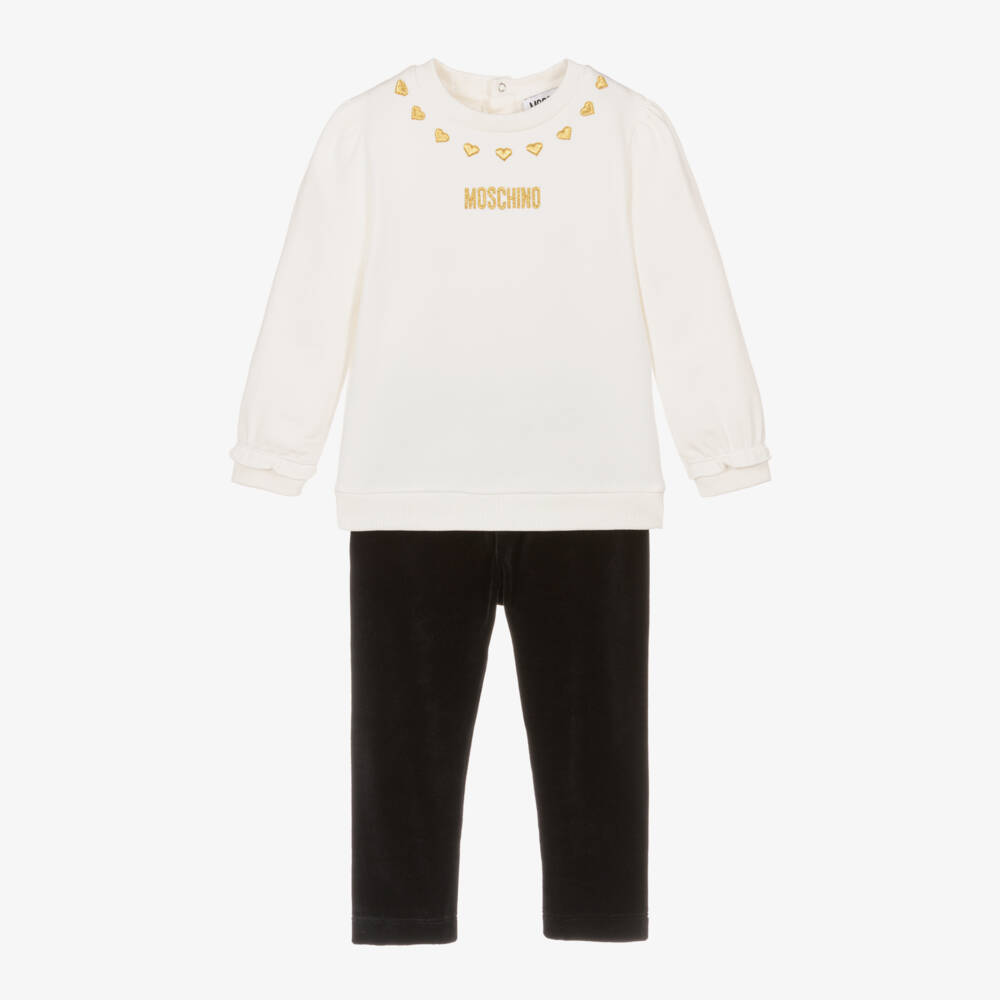 Moschino Baby-Girls Ivory & Black Jersey Set | Childrensalon Outlet