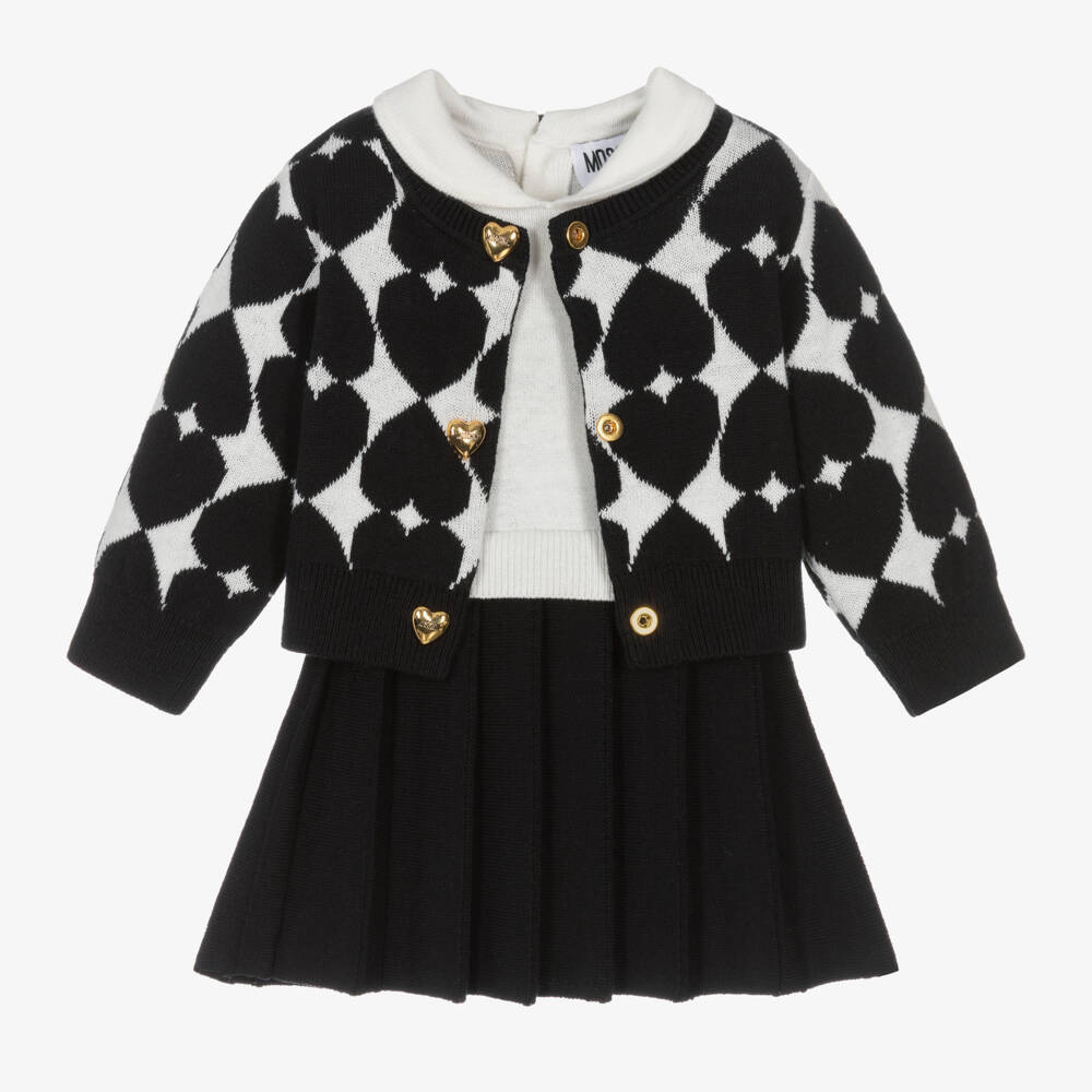 Moschino Baby-Girls Ivory & Black Knit Dress Ensemble | Childrensalon Outlet