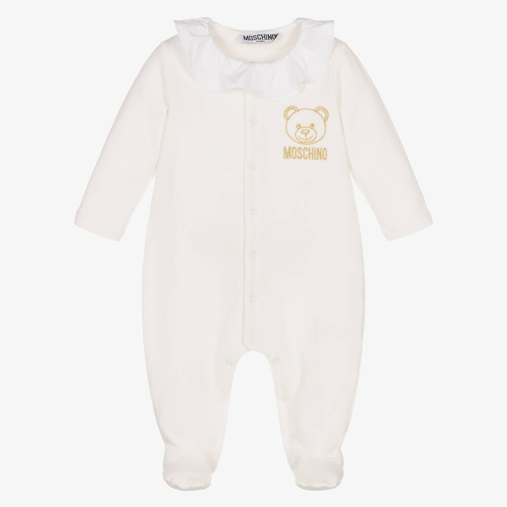 Moschino Baby - Elfenbeinfarbener Baumwollstrampler (M)  | Childrensalon