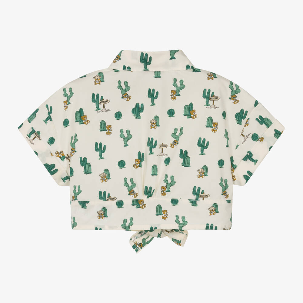 موسكينو Kid-Teen-قميص بطبعة بير قطن بوبلين لون عاجي للبنات | Childrensalon Outlet