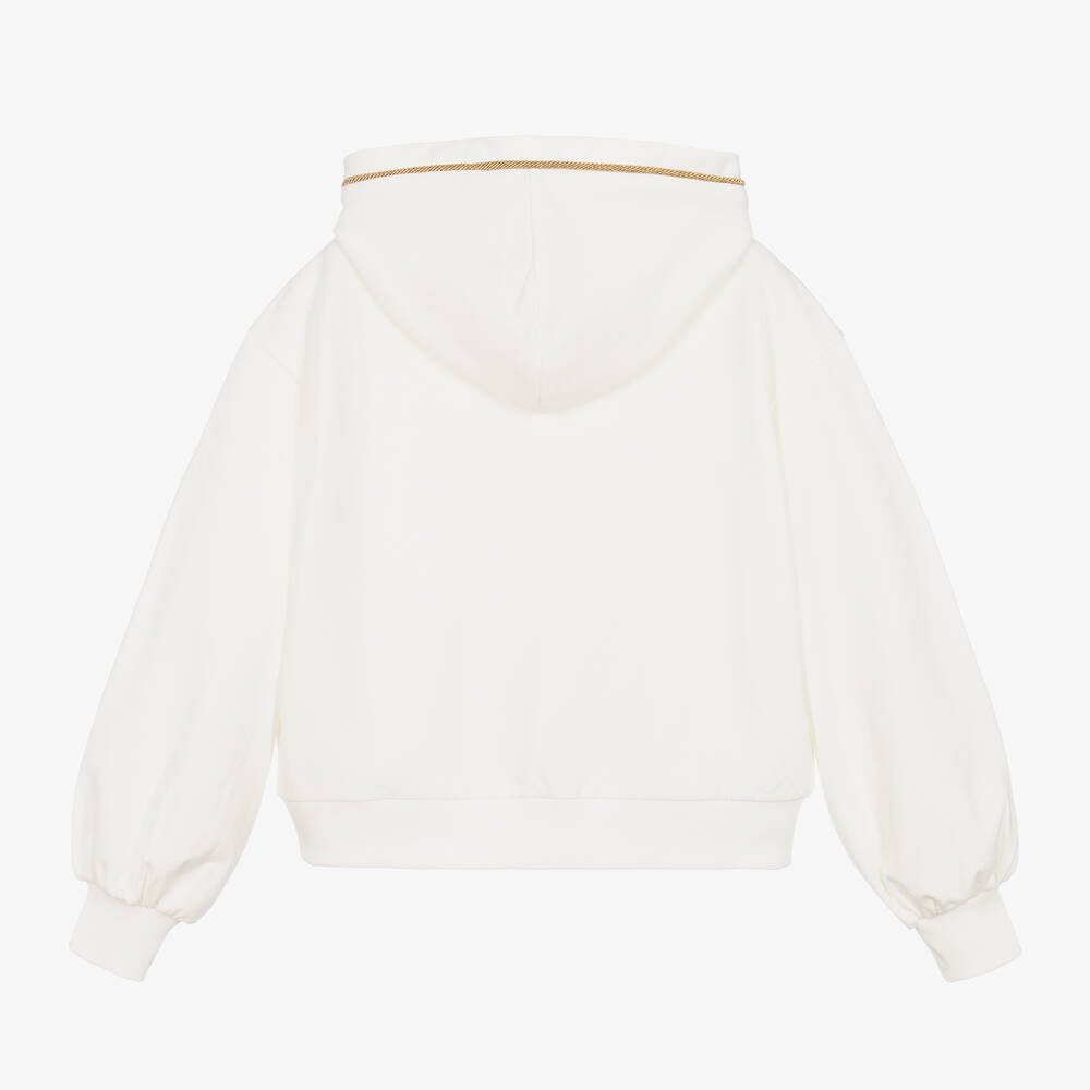 Moschino Кид-Тин-Girls Ivory Cotton Logo Hoodie | Childrensalon Outlet