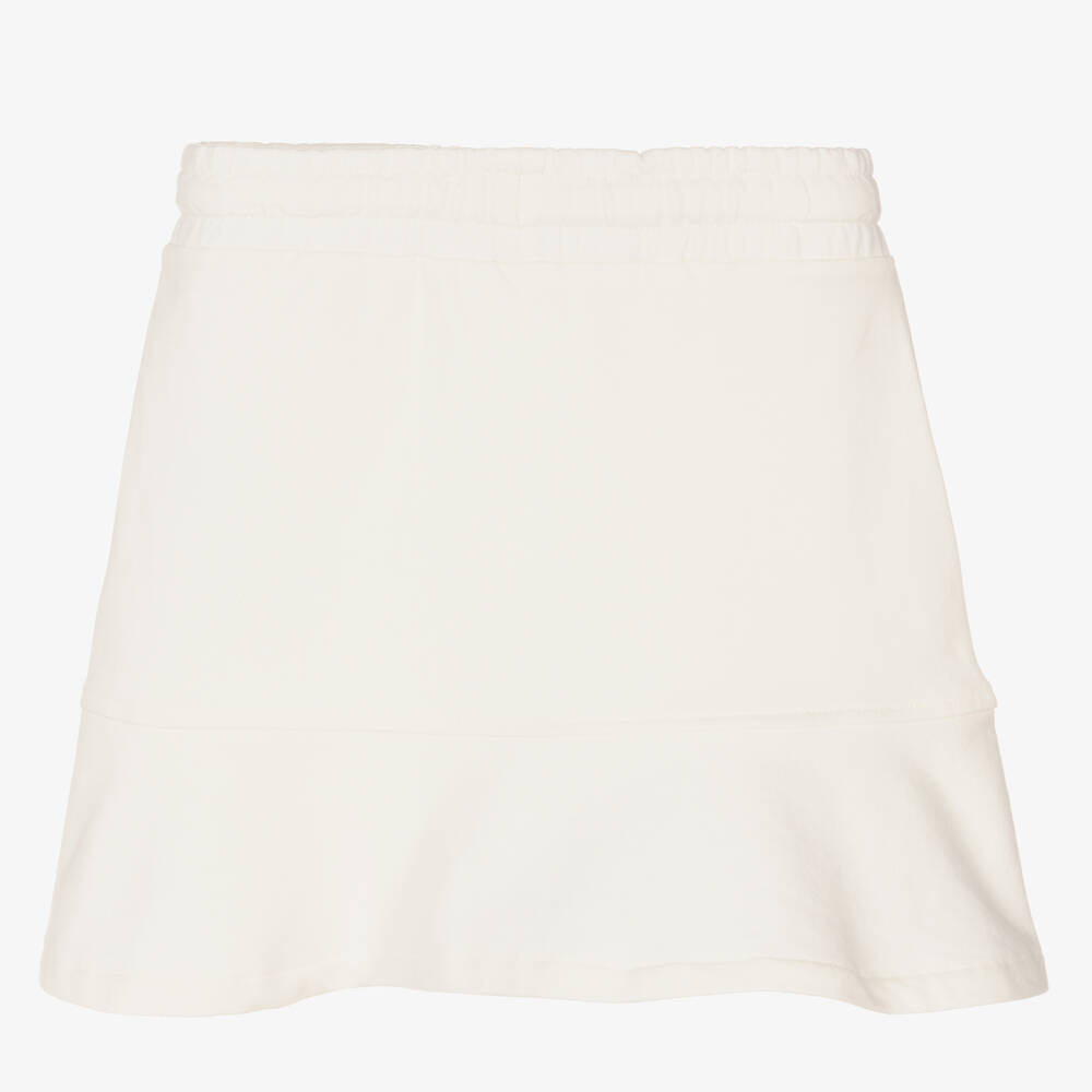 Moschino Kid-Teen-Girls Ivory Cotton Logo Skirt | Childrensalon Outlet