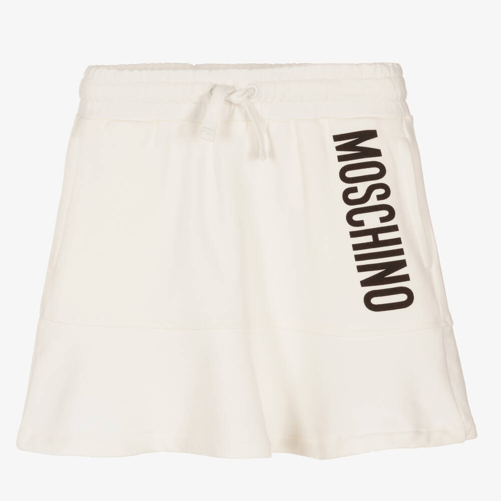 Moschino Kid-Teen - Girls Ivory Cotton Logo Skirt | Childrensalon