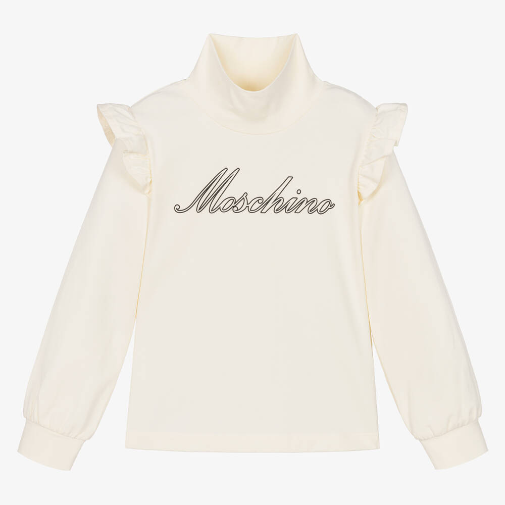 Moschino Кид-Тин-Кремовая хлопковая водолазка | Childrensalon Outlet