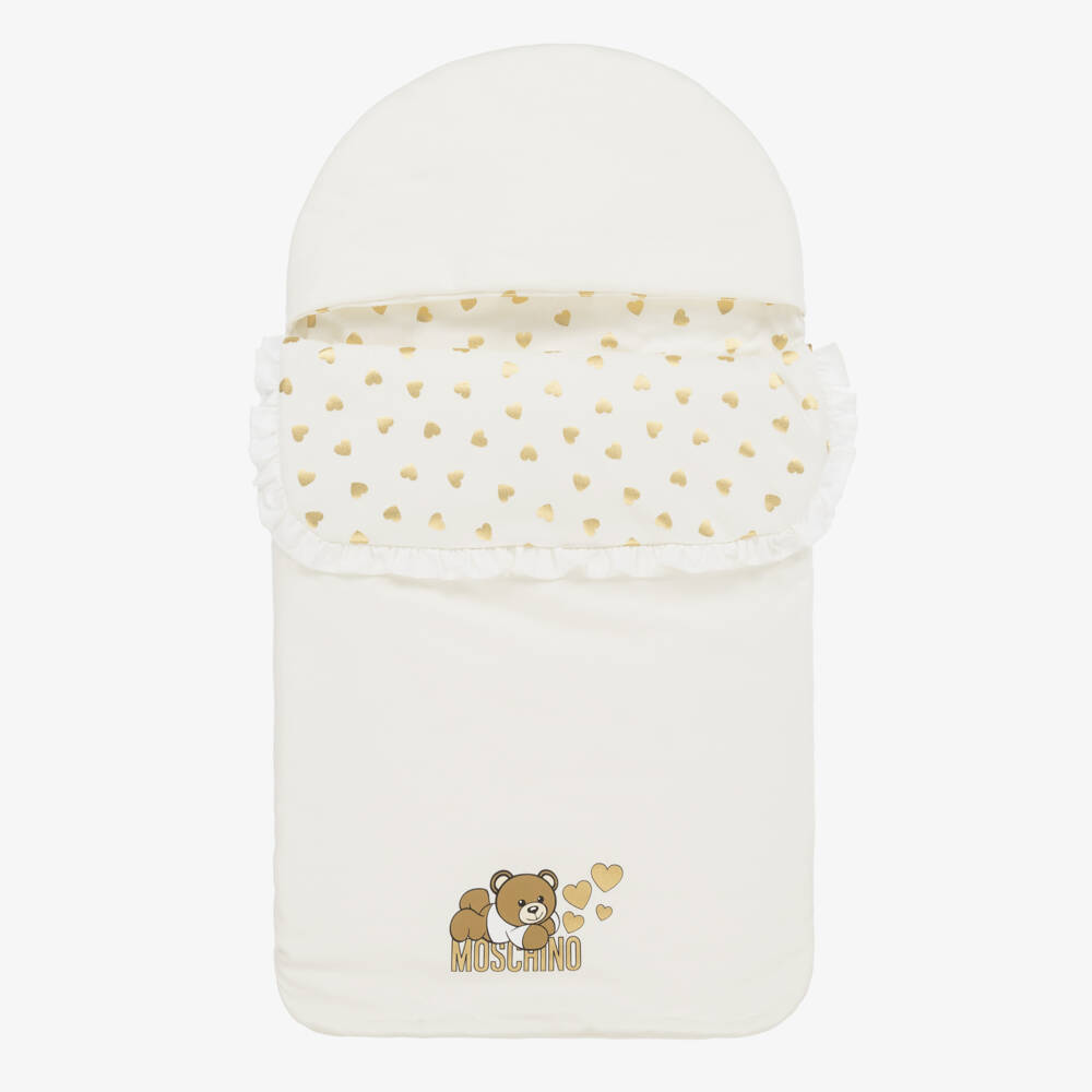Moschino Baby-Girls Ivory Cotton Sleeping Bag | Childrensalon Outlet