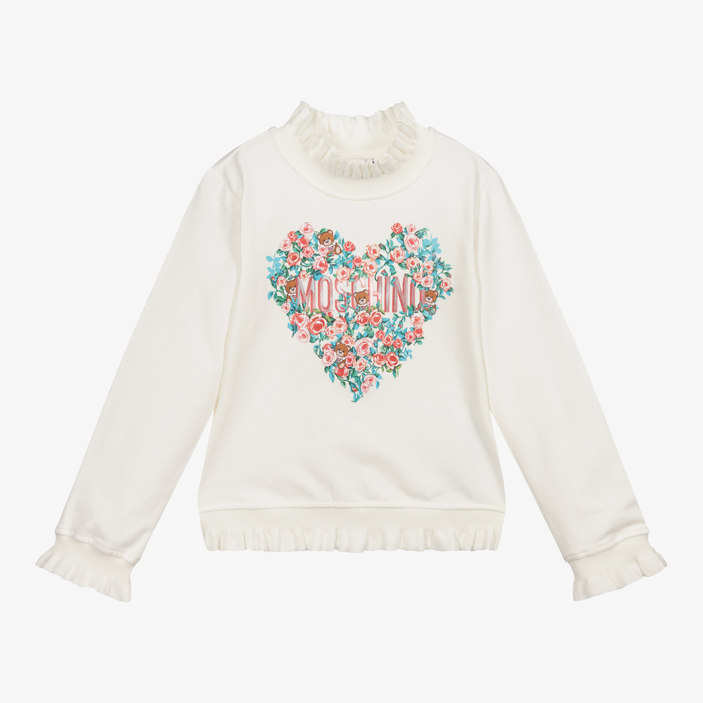 Moschino Kid-Teen - Girls Ivory Cotton Sweatshirt | Childrensalon