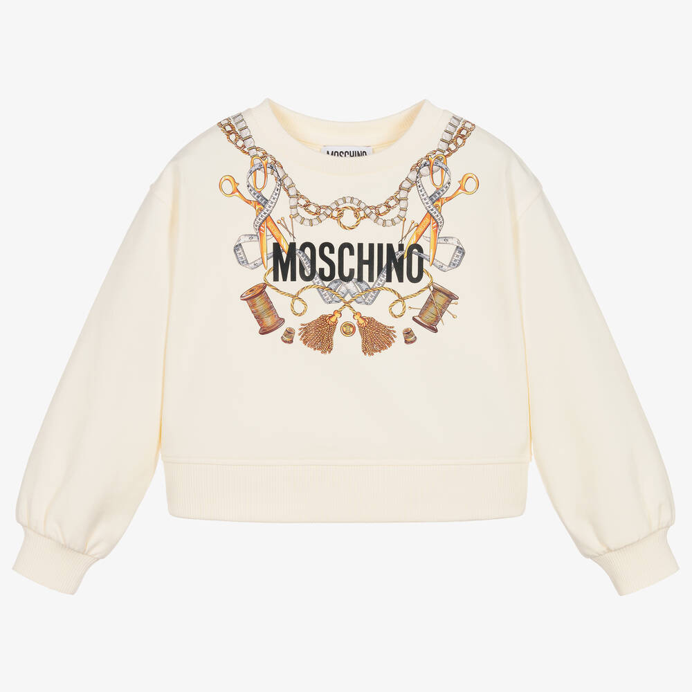 Moschino Kid-Teen - Baumwoll-Sweatshirt Elfenbein | Childrensalon