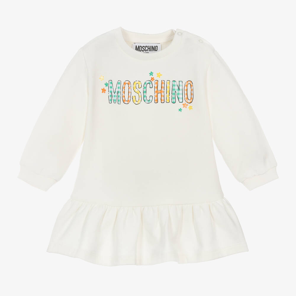 Moschino Baby-Girls Ivory Cotton Sweatshirt Dress  | Childrensalon Outlet