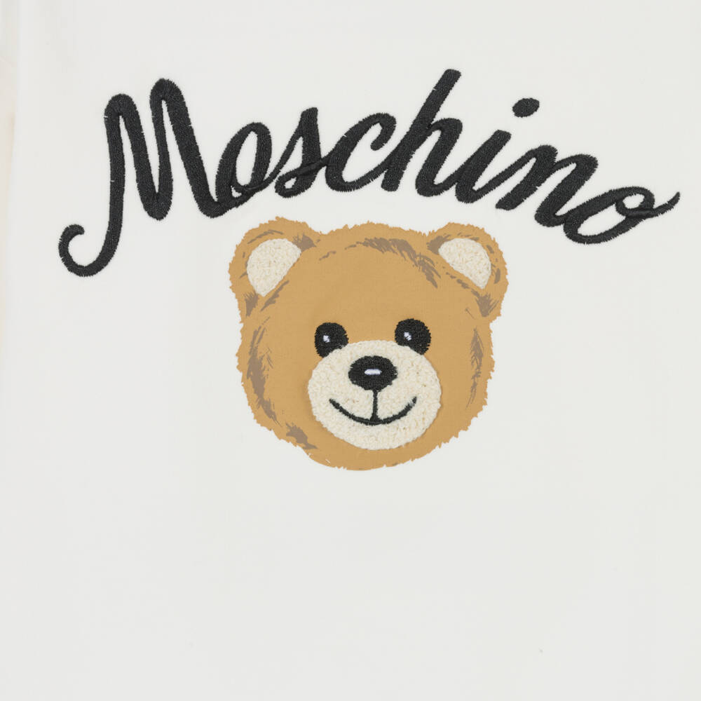 Moschino Baby-فستان قطن جيرسي لون عاجي بطبعة تيدي بير | Childrensalon Outlet