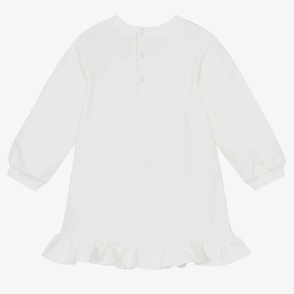 Moschino Малыши-Кремовое хлопковое платье с медвежонком | Childrensalon Outlet
