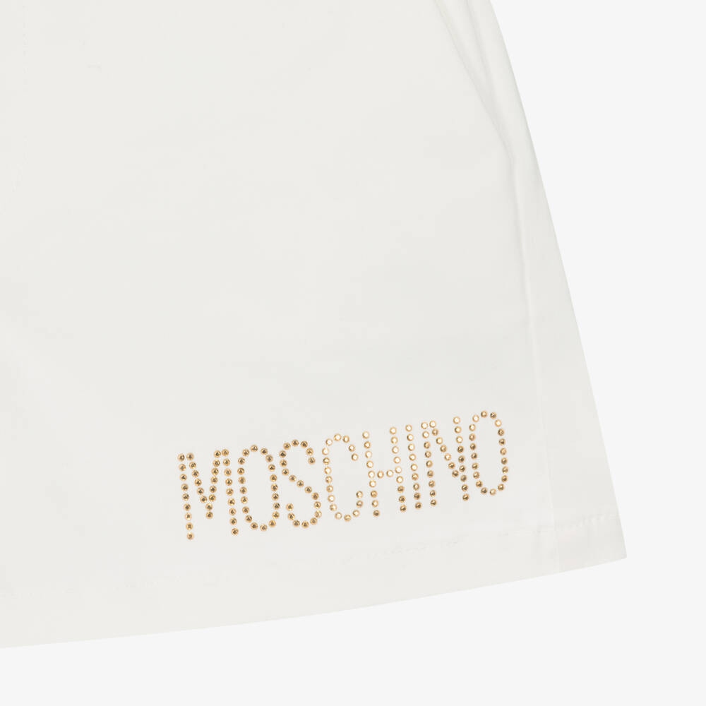 Moschino Кид-Тин-Girls Ivory Cotton Teddy Bear Shorts Set | Childrensalon Outlet