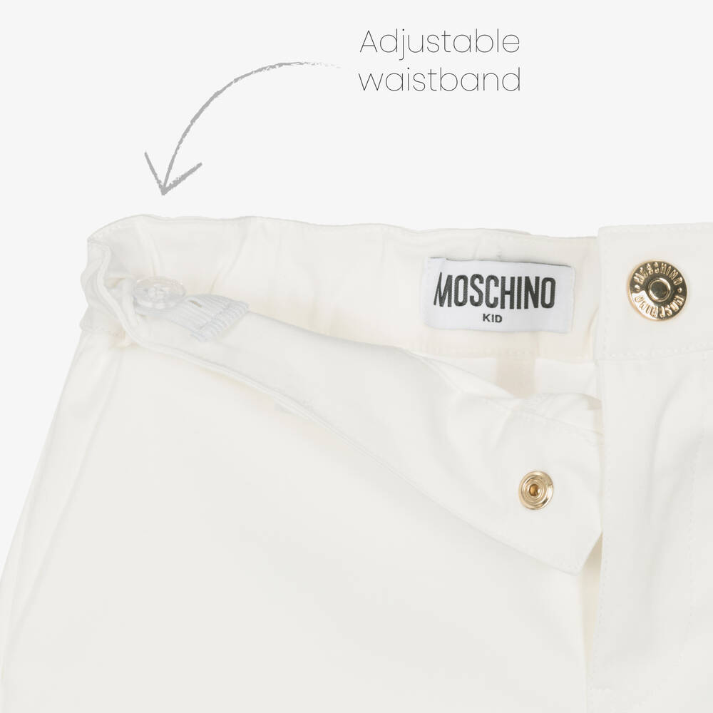 Moschino Кид-Тин-Girls Ivory Cotton Teddy Bear Shorts Set | Childrensalon Outlet