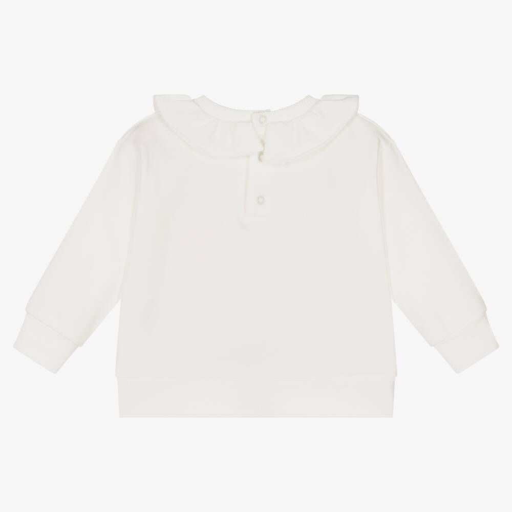 Moschino Baby-Girls Ivory Cotton Teddy Bear Sweatshirt | Childrensalon Outlet