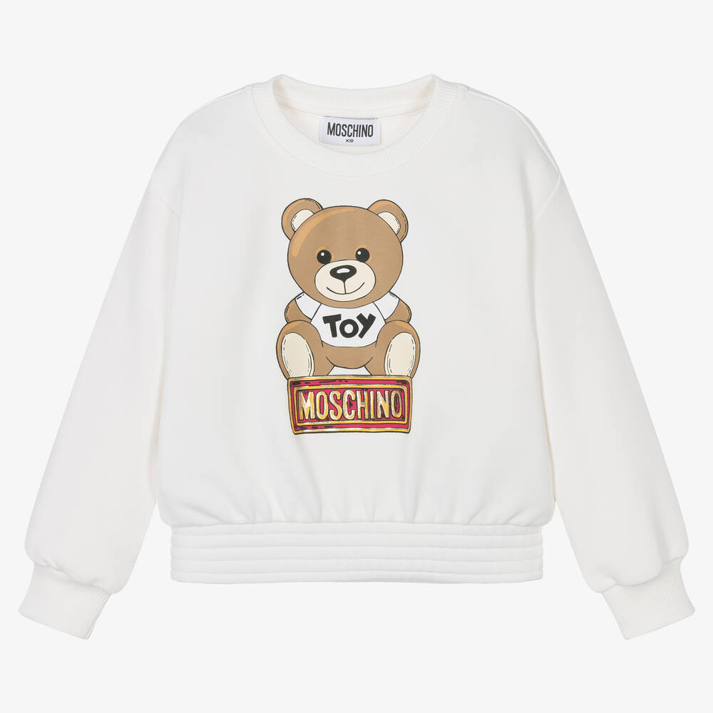 Moschino Kid-Teen - Girls Ivory Cotton Teddy Bear Sweatshirt | Childrensalon