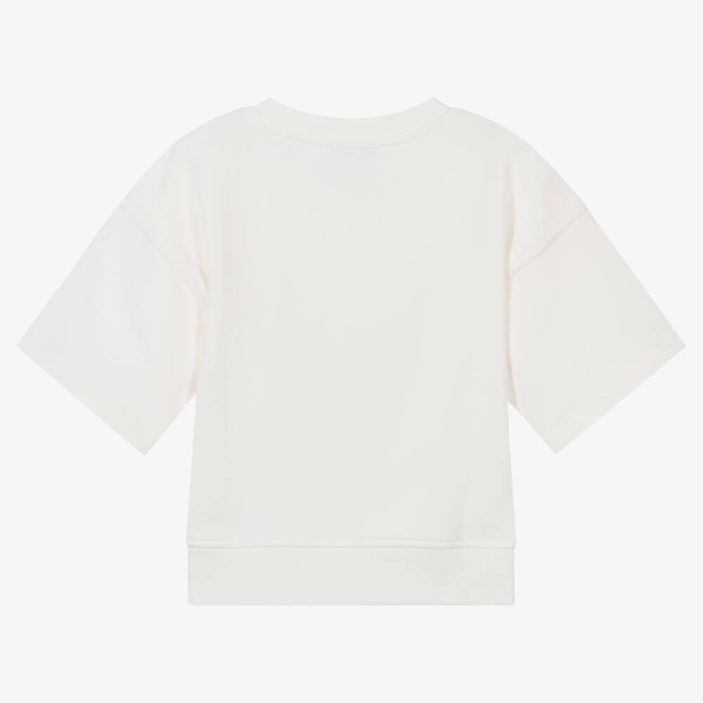 Moschino Girls Ivory Cotton Teddy Bear Sweatshirt Childrensalon Outlet