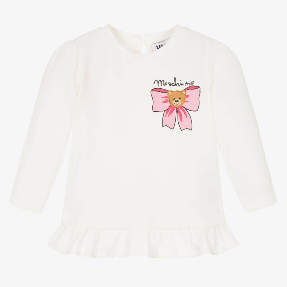 Moschino Baby - Girls Ivory Cotton Top | Childrensalon