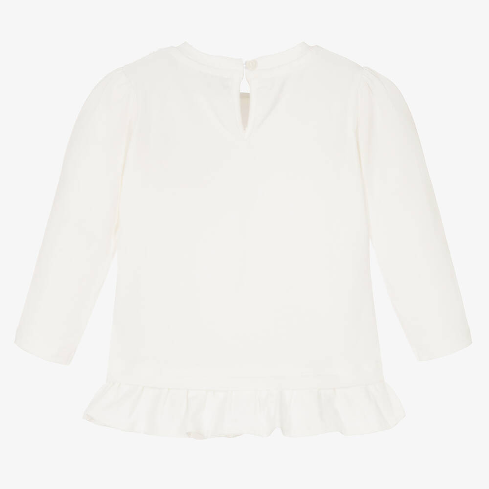 Moschino Baby-Girls Ivory Cotton Top | Childrensalon Outlet