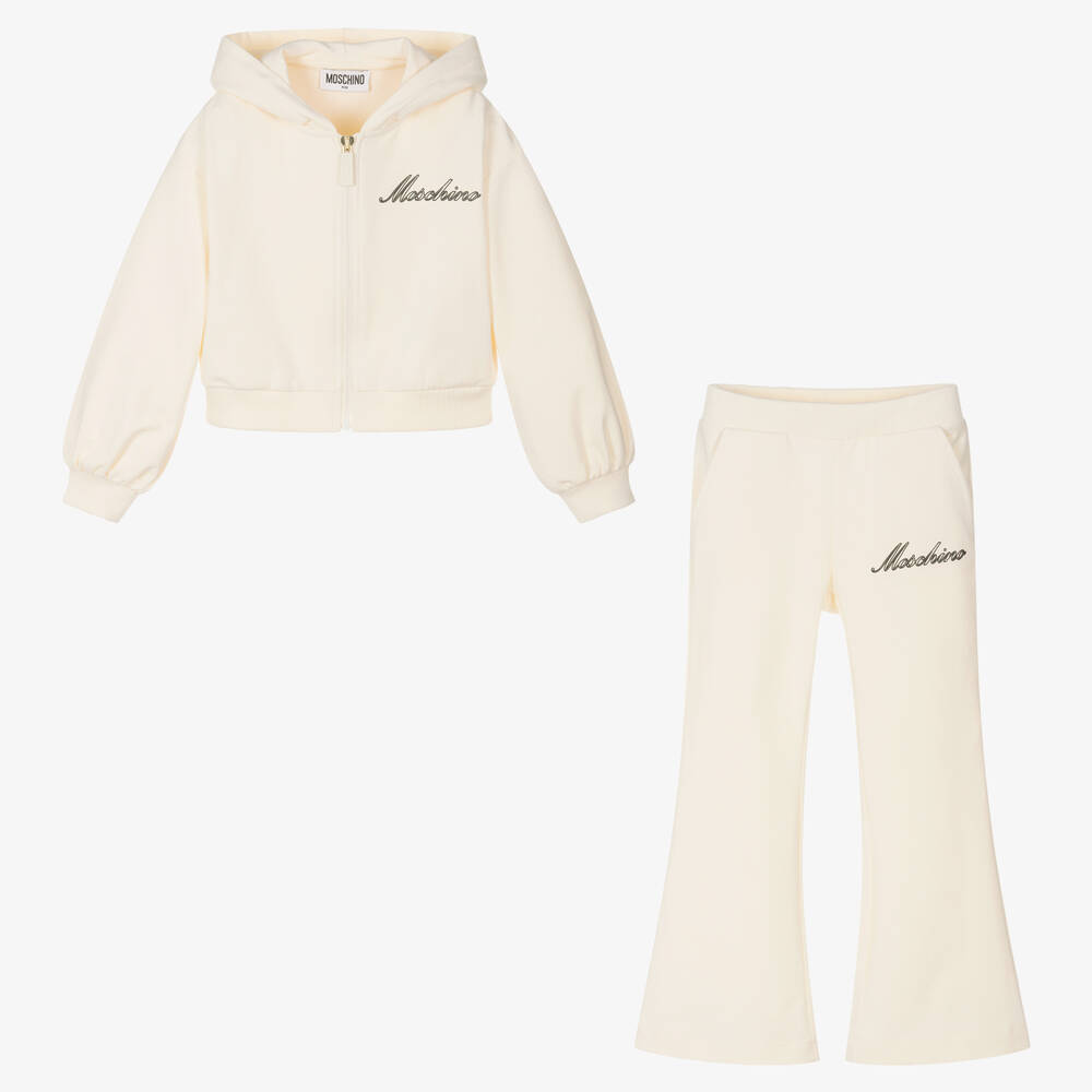 Moschino Kid Teen Girls Ivory Cotton Tracksuit