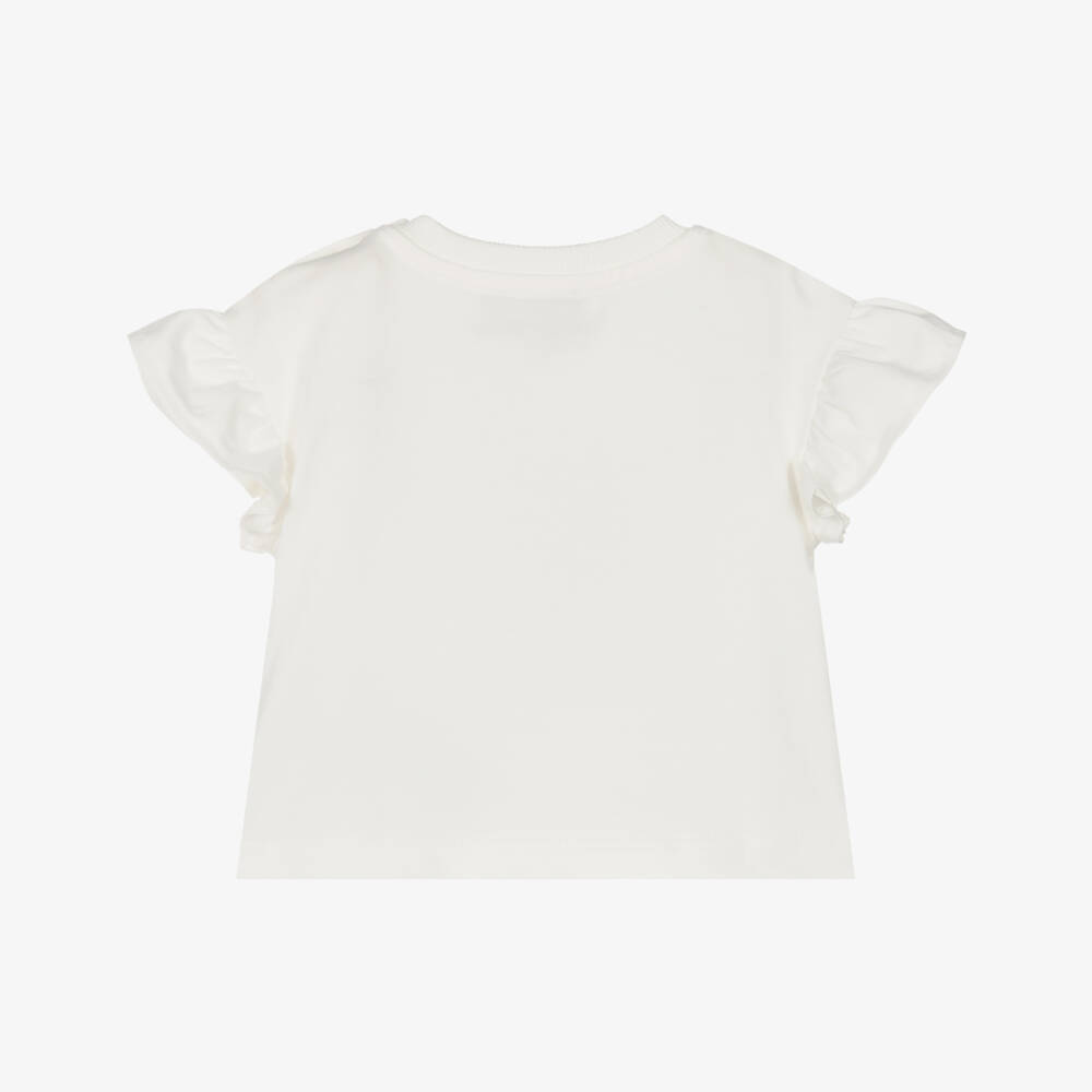 Moschino-تيشيرت دافئ للبنات بلون العاج مع تصميم دب | Childrensalon Outlet