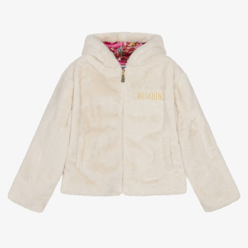 Veste ivoire en fausse fourrure