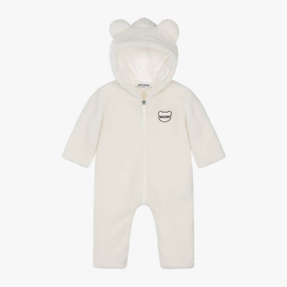 Moschino Baby-Girls Ivory Fleece Pramsuit | Childrensalon Outlet