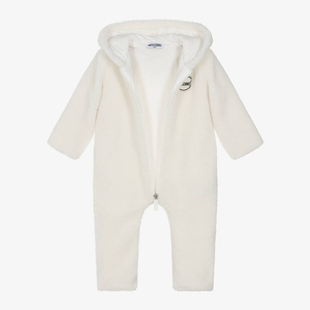 Moschino Baby-Girls Ivory Fleece Pramsuit | Childrensalon Outlet