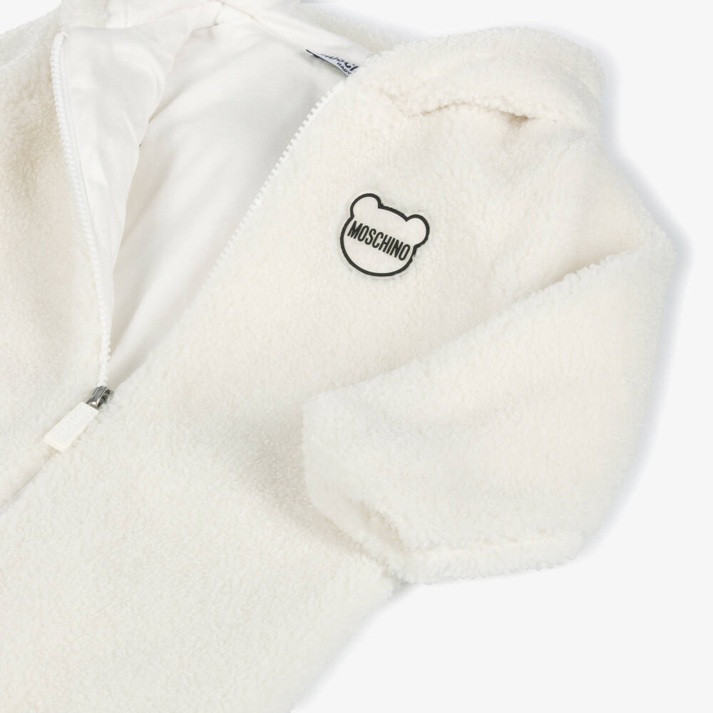 Moschino Baby-Girls Ivory Fleece Pramsuit | Childrensalon Outlet