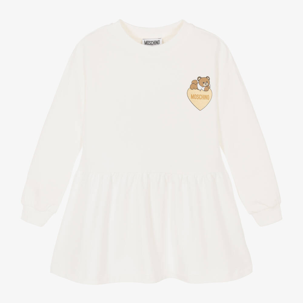 Moschino Kid-Teen-Girls Ivory Heart Sweatshirt Dress | Childrensalon Outlet