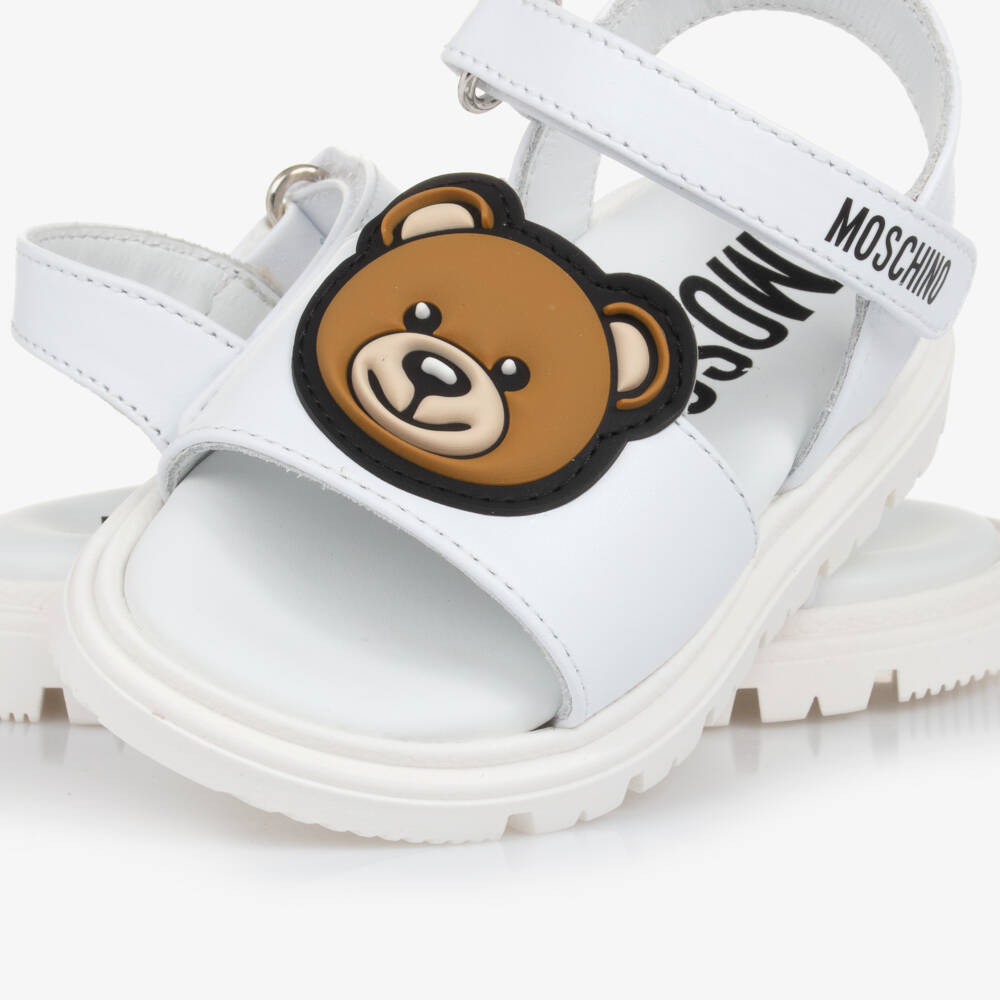 Moschino-Girls Ivory Leather Bear Sandals | Childrensalon Outlet