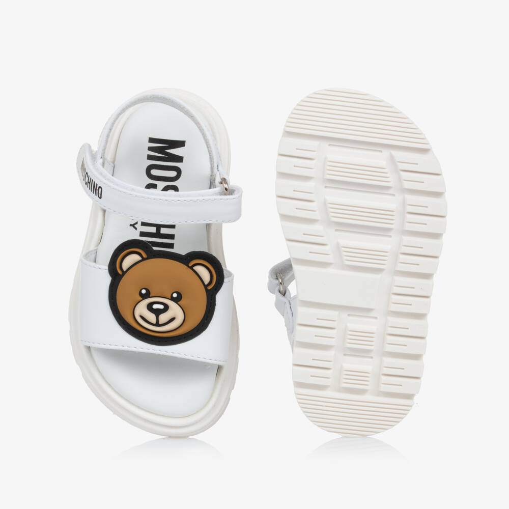 Moschino-Girls Ivory Leather Bear Sandals | Childrensalon Outlet