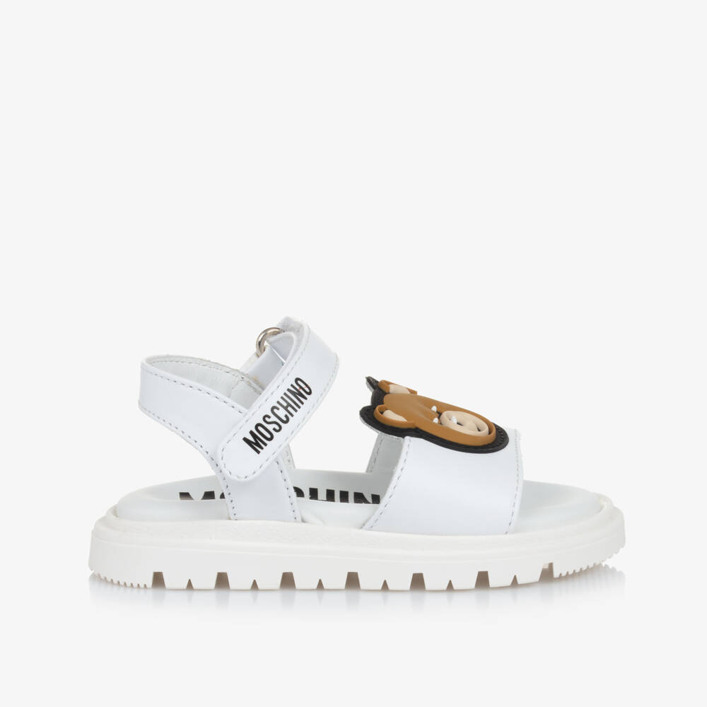 Moschino-Girls Ivory Leather Bear Sandals | Childrensalon Outlet