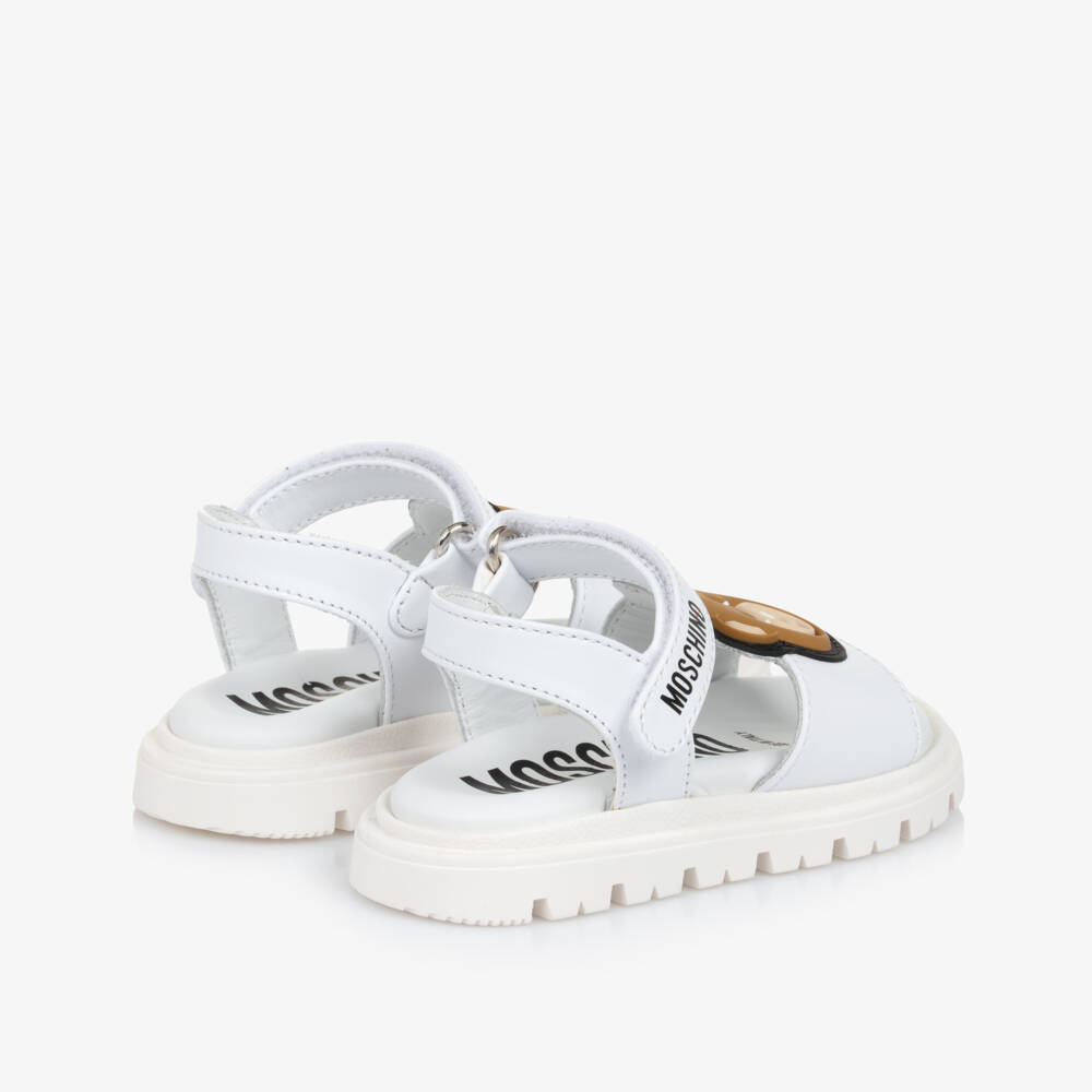 Moschino-Girls Ivory Leather Bear Sandals | Childrensalon Outlet