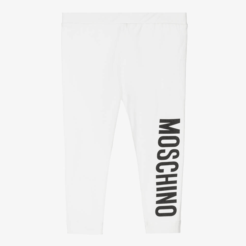 Moschino Baby - Girls Ivory Logo Leggings | Childrensalon