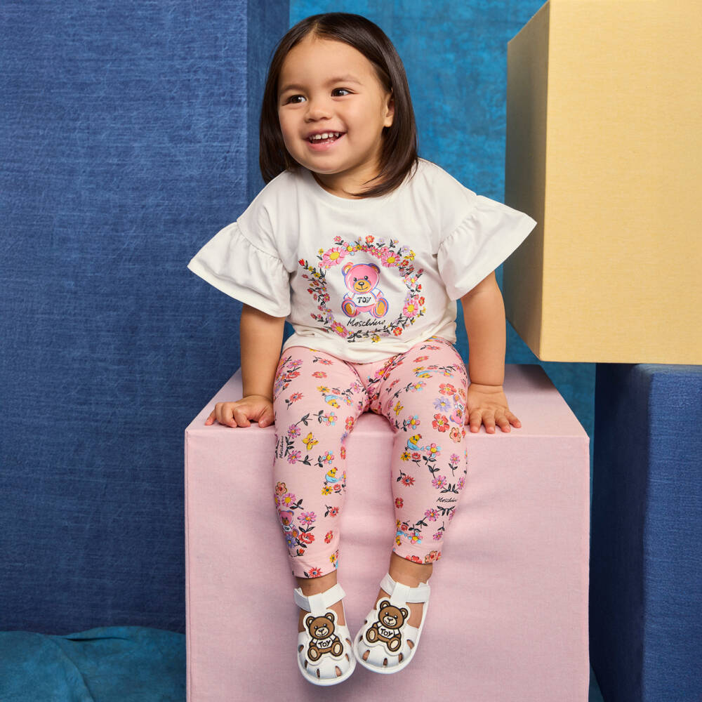 Moschino-Girls Ivory & Pink Floral Duo | Childrensalon Outlet