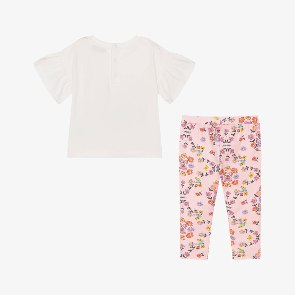 Moschino-Girls Ivory & Pink Floral Duo | Childrensalon Outlet