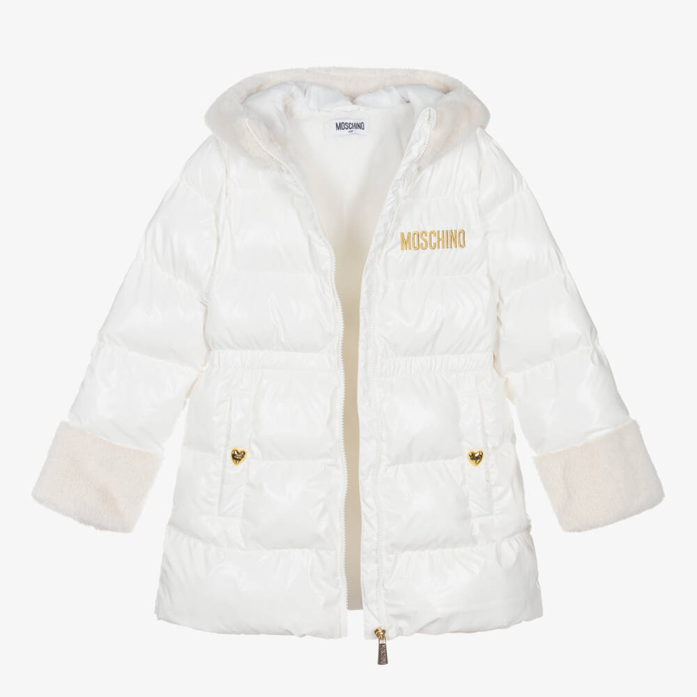 Moschino Kid-Teen-Girls Ivory Quilted Jacket | Childrensalon Outlet