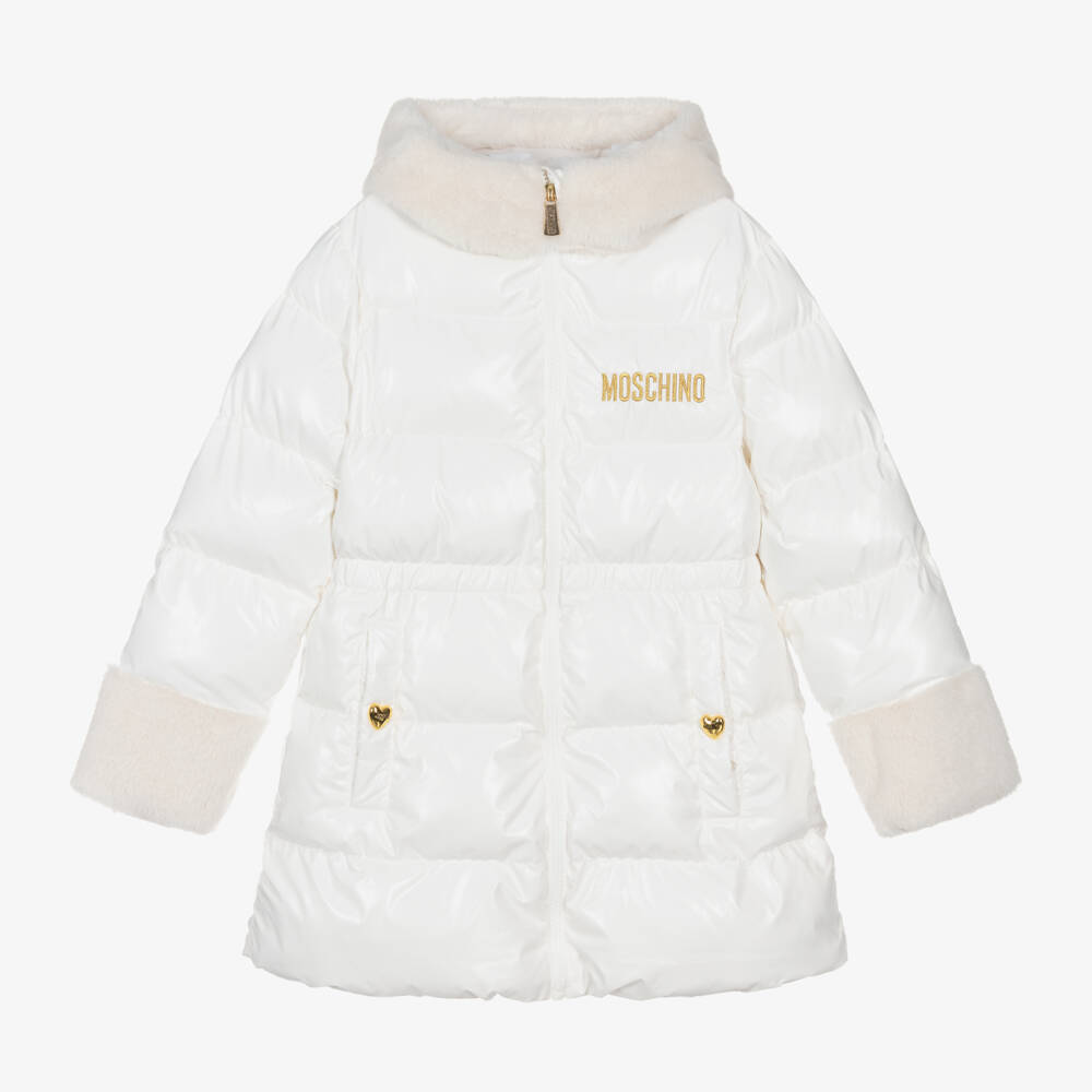 Moschino Kid-Teen-Girls Ivory Quilted Jacket | Childrensalon Outlet