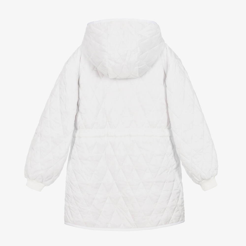 Moschino Kid-Teen-Girls Ivory Quilted Teddy Bear Logo Coat | Childrensalon Outlet