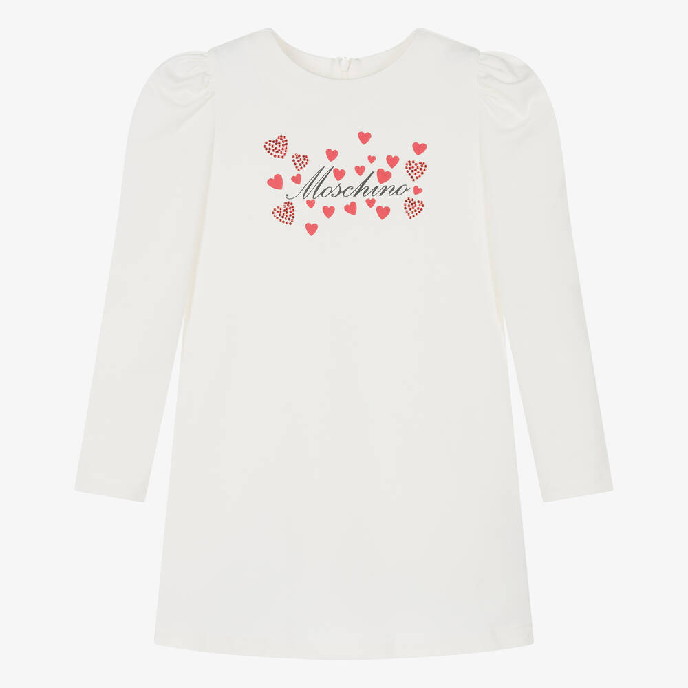 Moschino Kid-Teen-Girls Ivory & Red Diamanté Dress  | Childrensalon Outlet